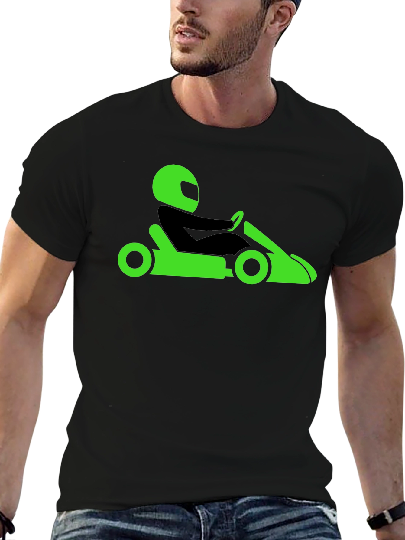 Go-Kart Racing Tee - Black Cotton T-Shirt