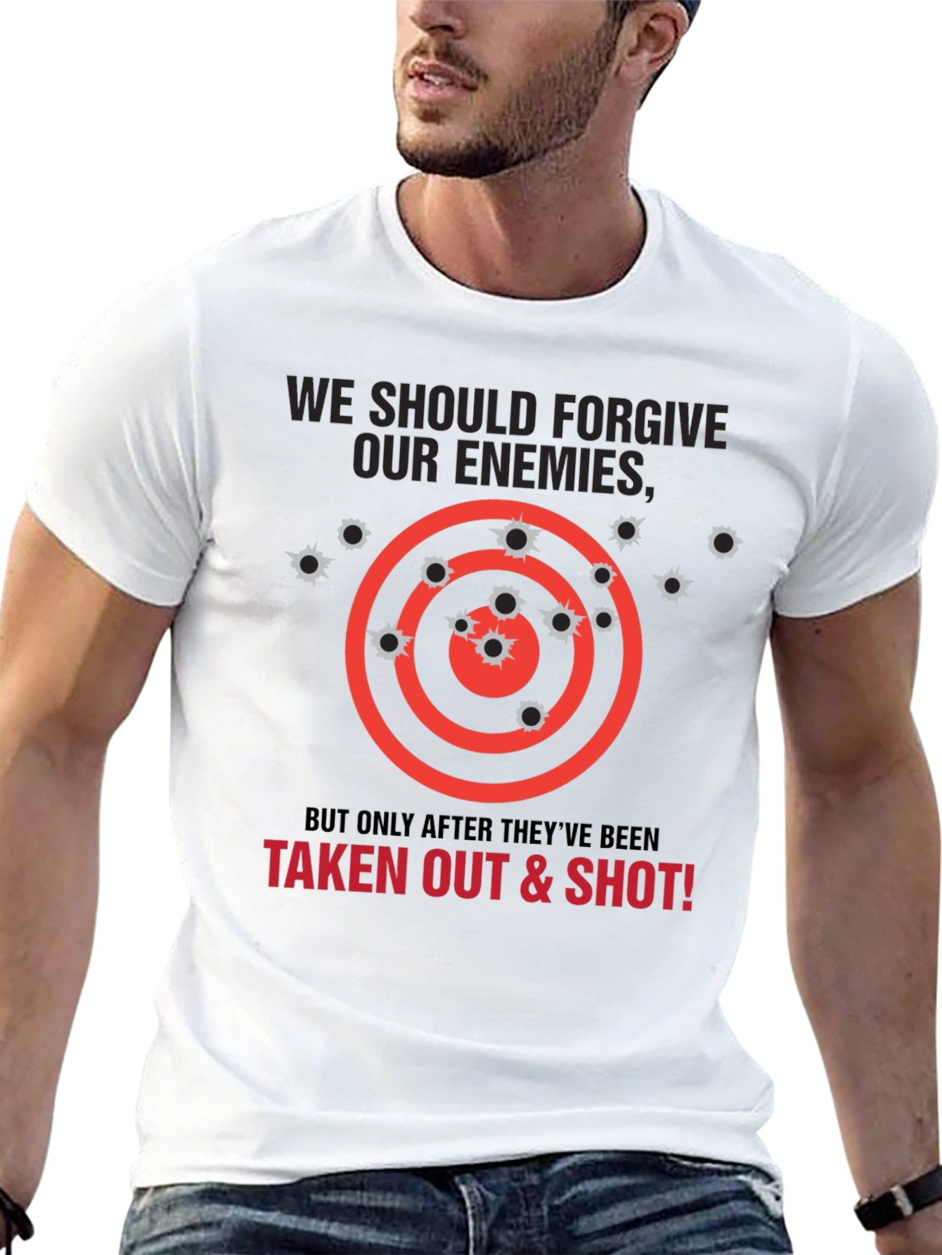 Forgive Enemies Funny T-Shirt - Target Practice Design