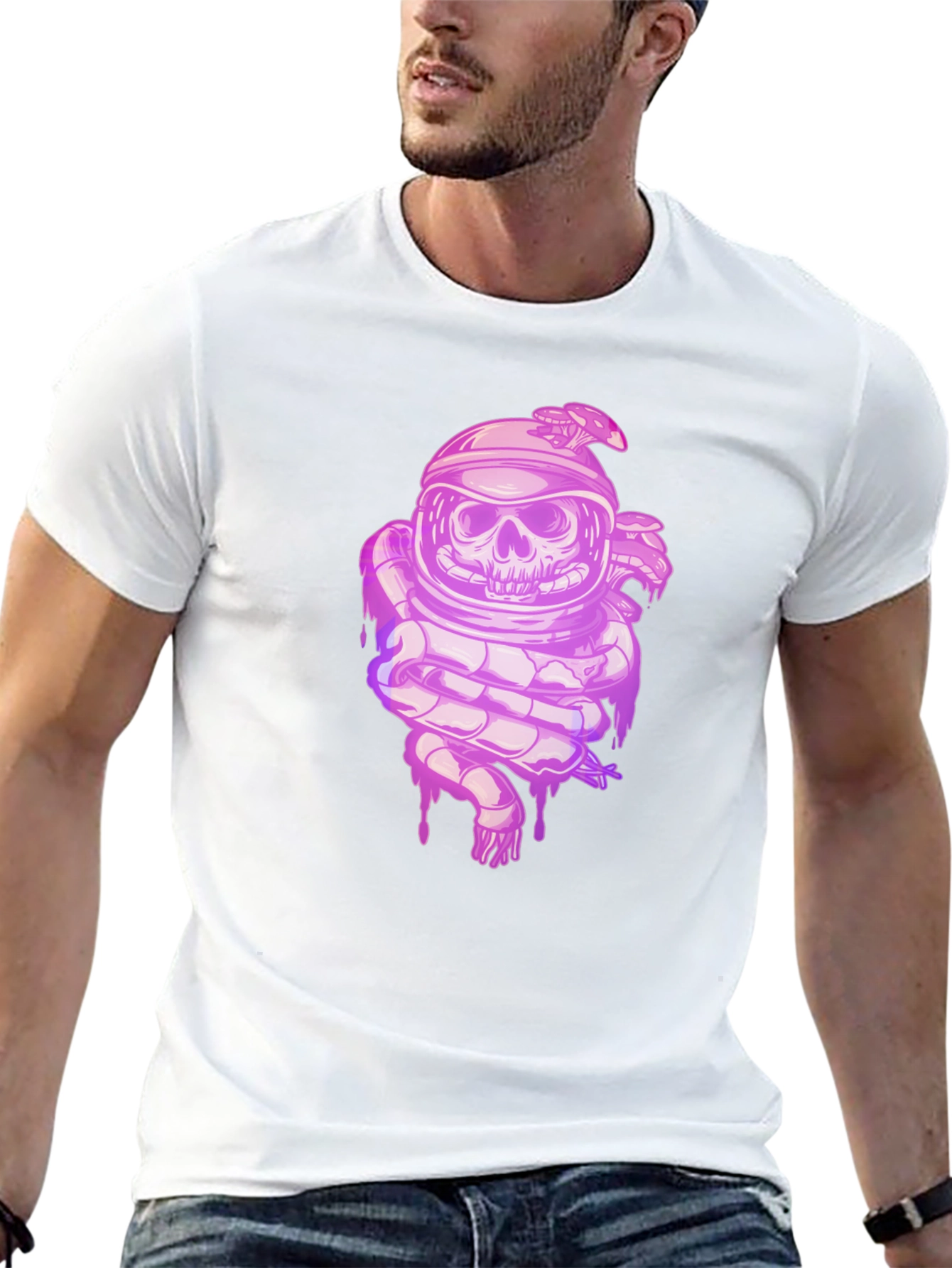 Skull Astronaut Graphic Tee - Black