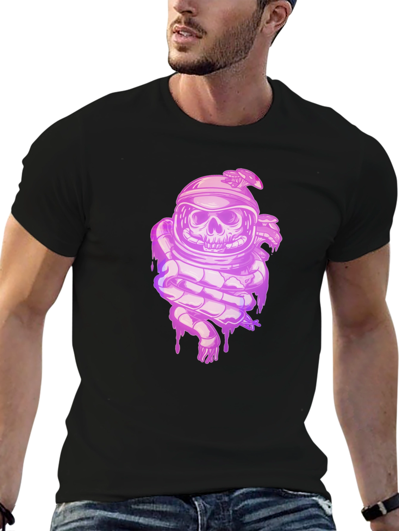 Skull Astronaut Graphic Tee - Black
