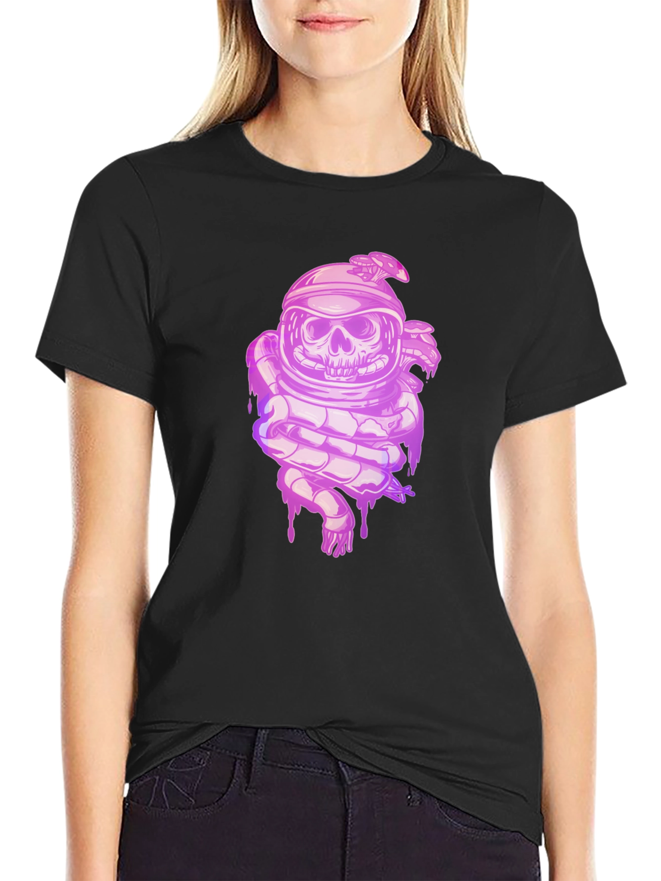 Skull Astronaut Graphic Tee - Black