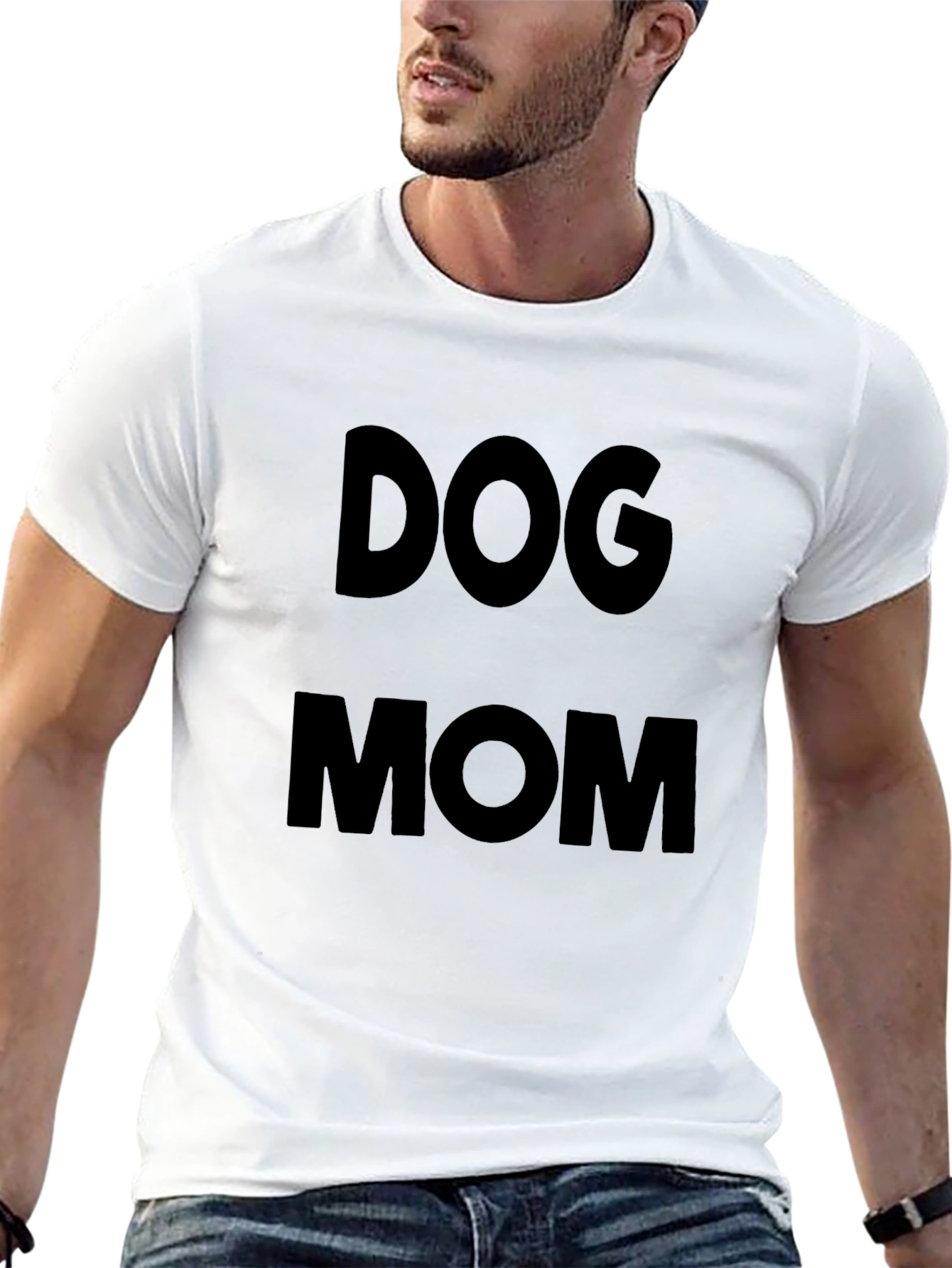 Dog Mom Graphic Tee - Black Cotton T-Shirt