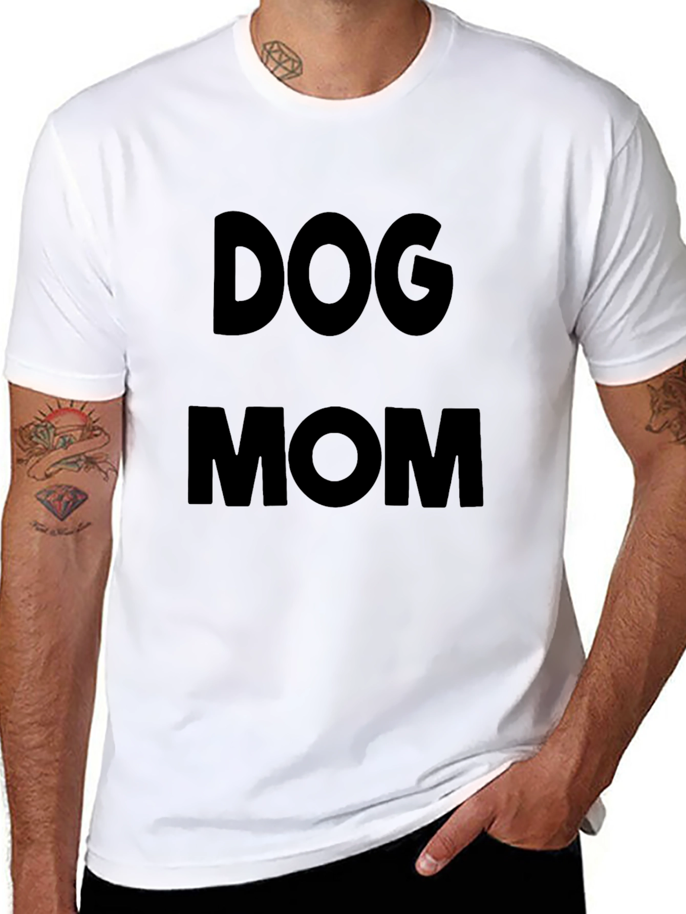 Dog Mom Graphic Tee - Black Cotton T-Shirt