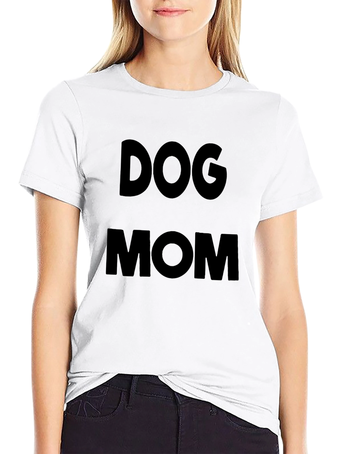 Dog Mom Graphic Tee - Black Cotton T-Shirt