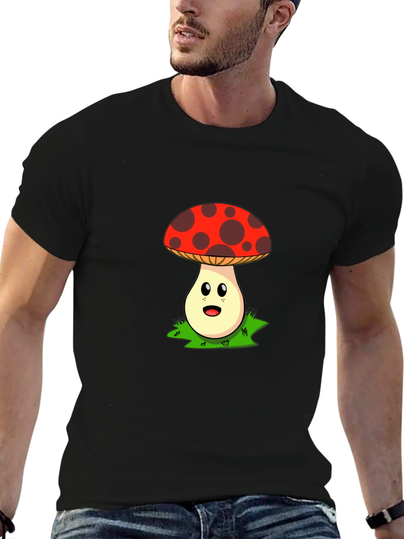 Cartoon Mushroom Graphic T-Shirt