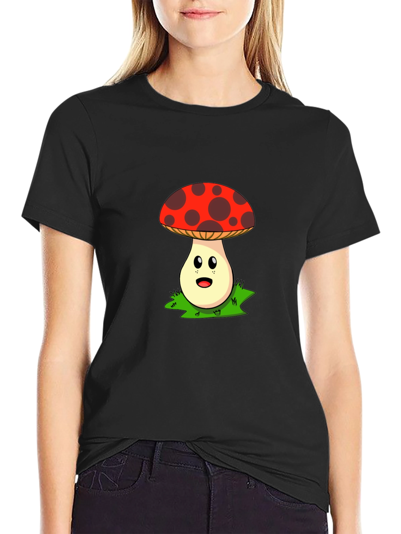 Cartoon Mushroom Graphic T-Shirt