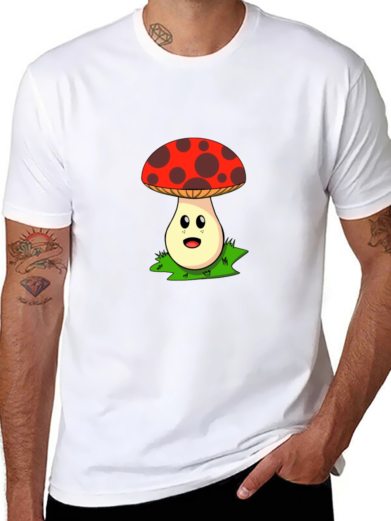 Cartoon Mushroom Graphic T-Shirt