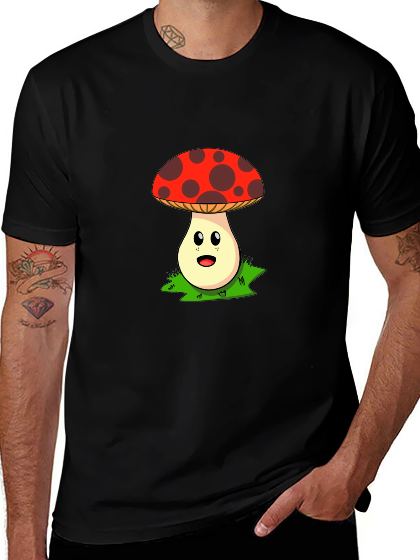 Cartoon Mushroom Graphic T-Shirt