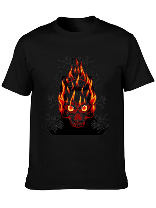 Flaming Skull Graphic Tee - Mens Black T-Shirt