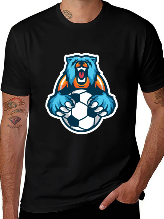 Bear Soccer T-Shirt - Mens Black Graphic Tee