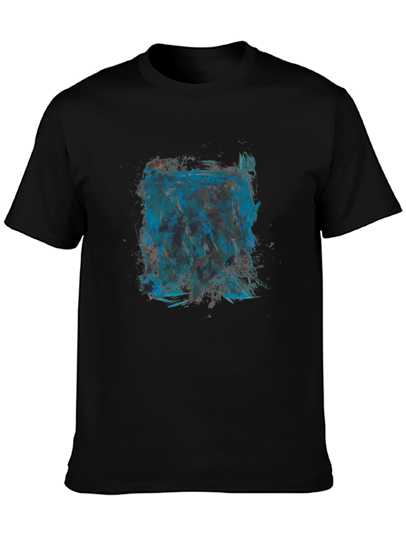 Abstract Blue Graphic Print Black T-Shirt