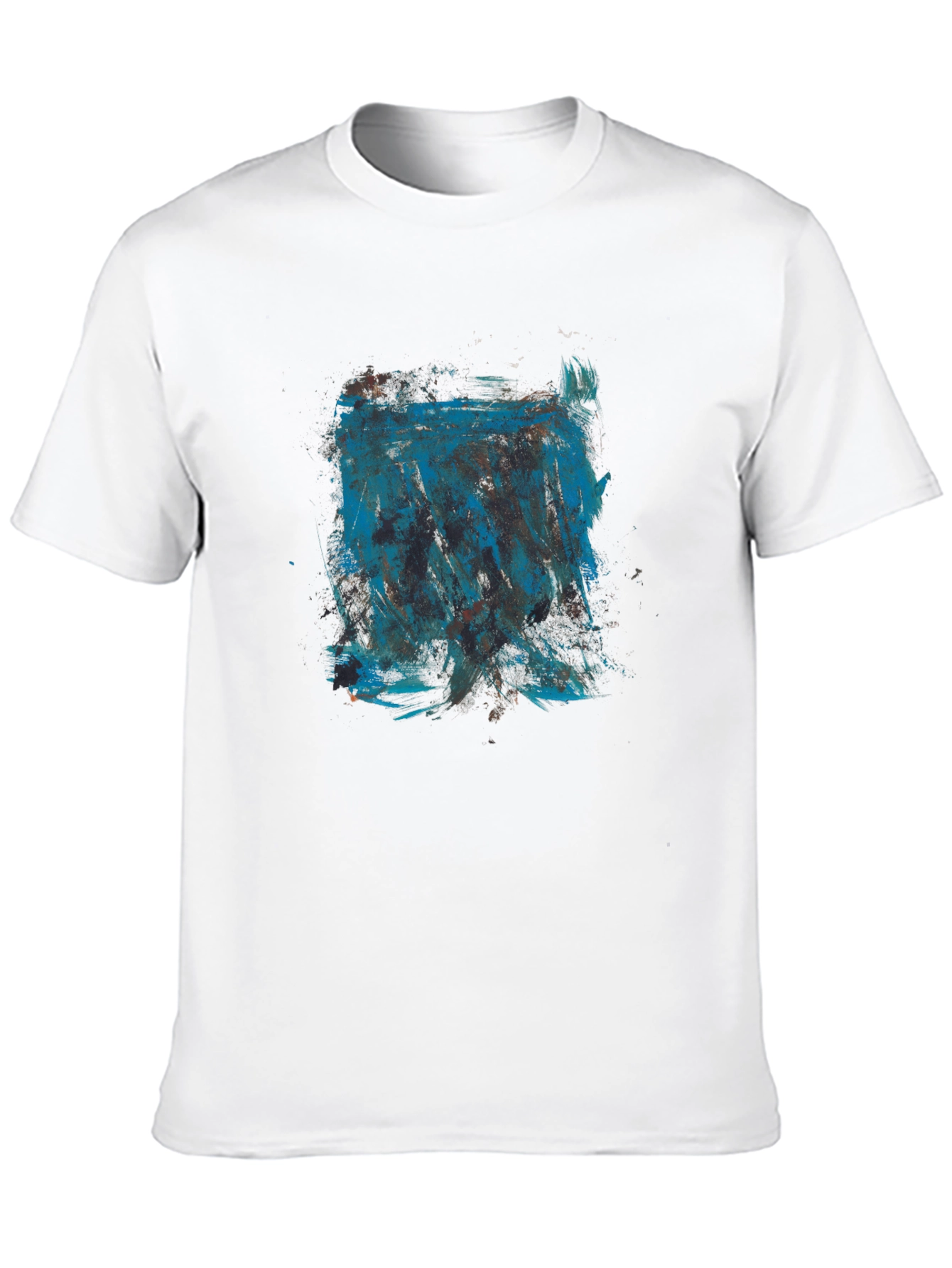 Abstract Blue Graphic Print Black T-Shirt