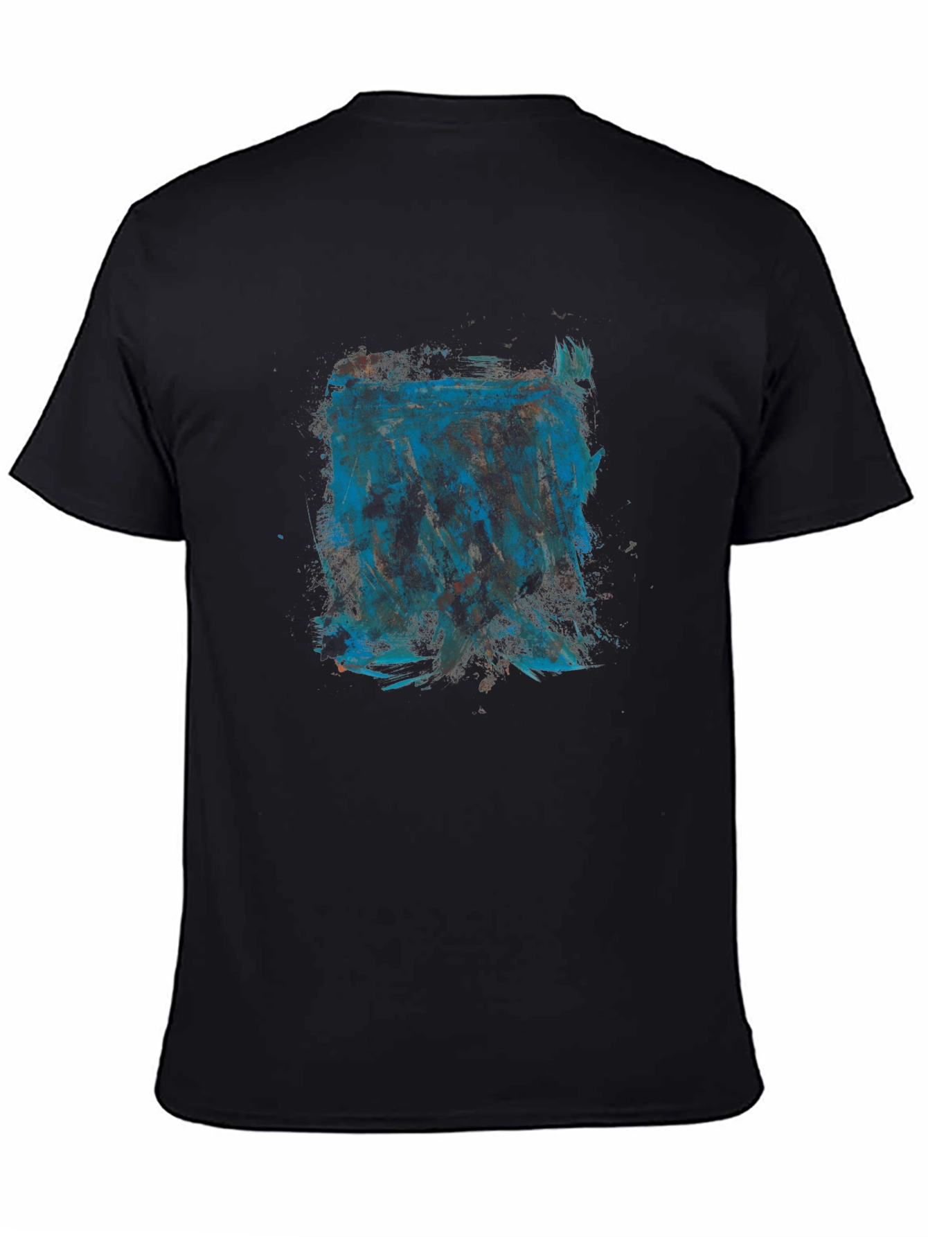 Abstract Blue Graphic Print Black T-Shirt