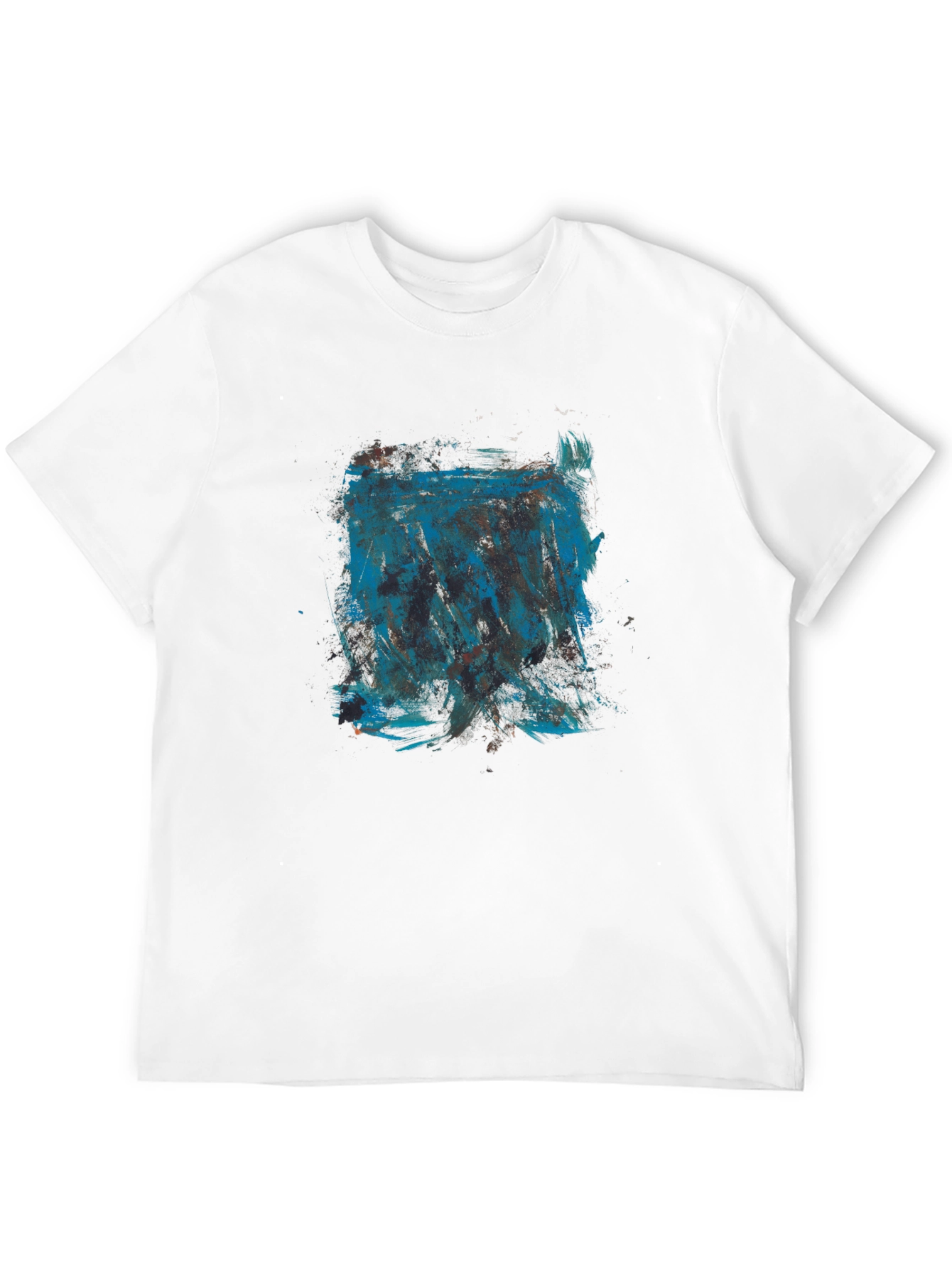 Abstract Blue Graphic Print Black T-Shirt