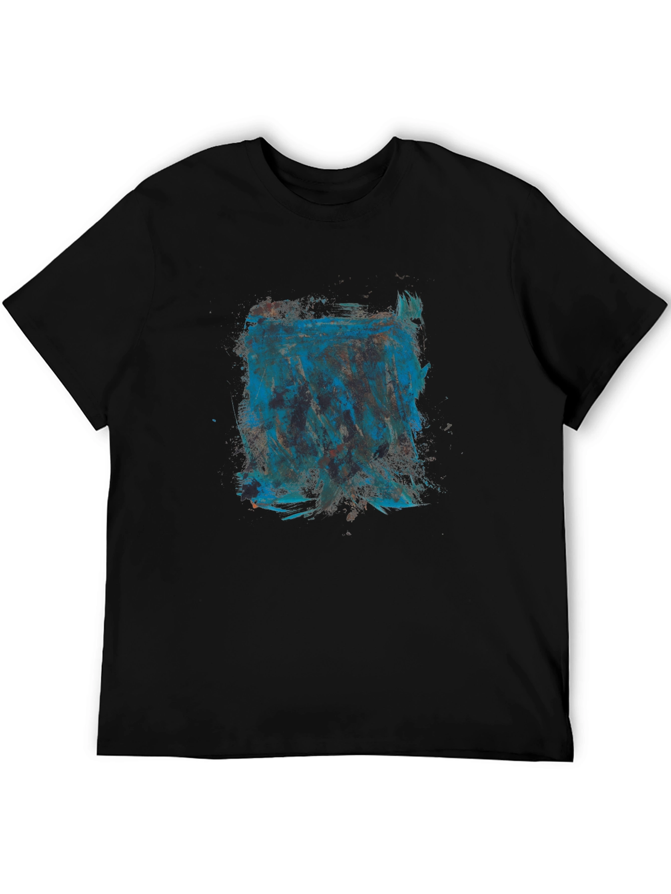 Abstract Blue Graphic Print Black T-Shirt