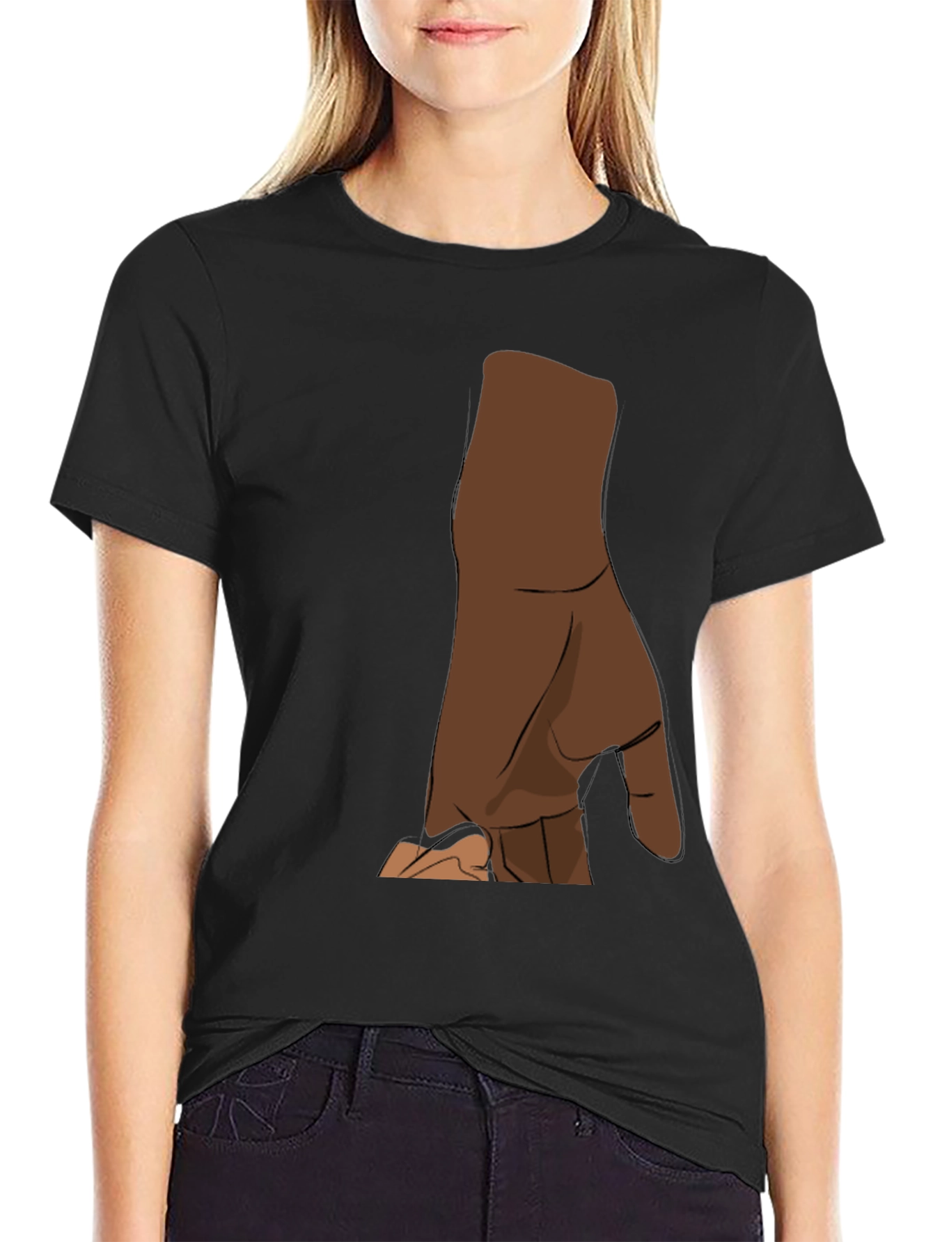 Black T-Shirt with Hand Graphic