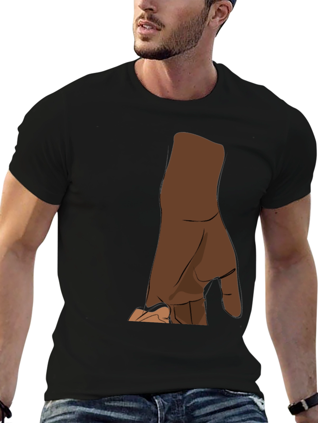 Black T-Shirt with Hand Graphic