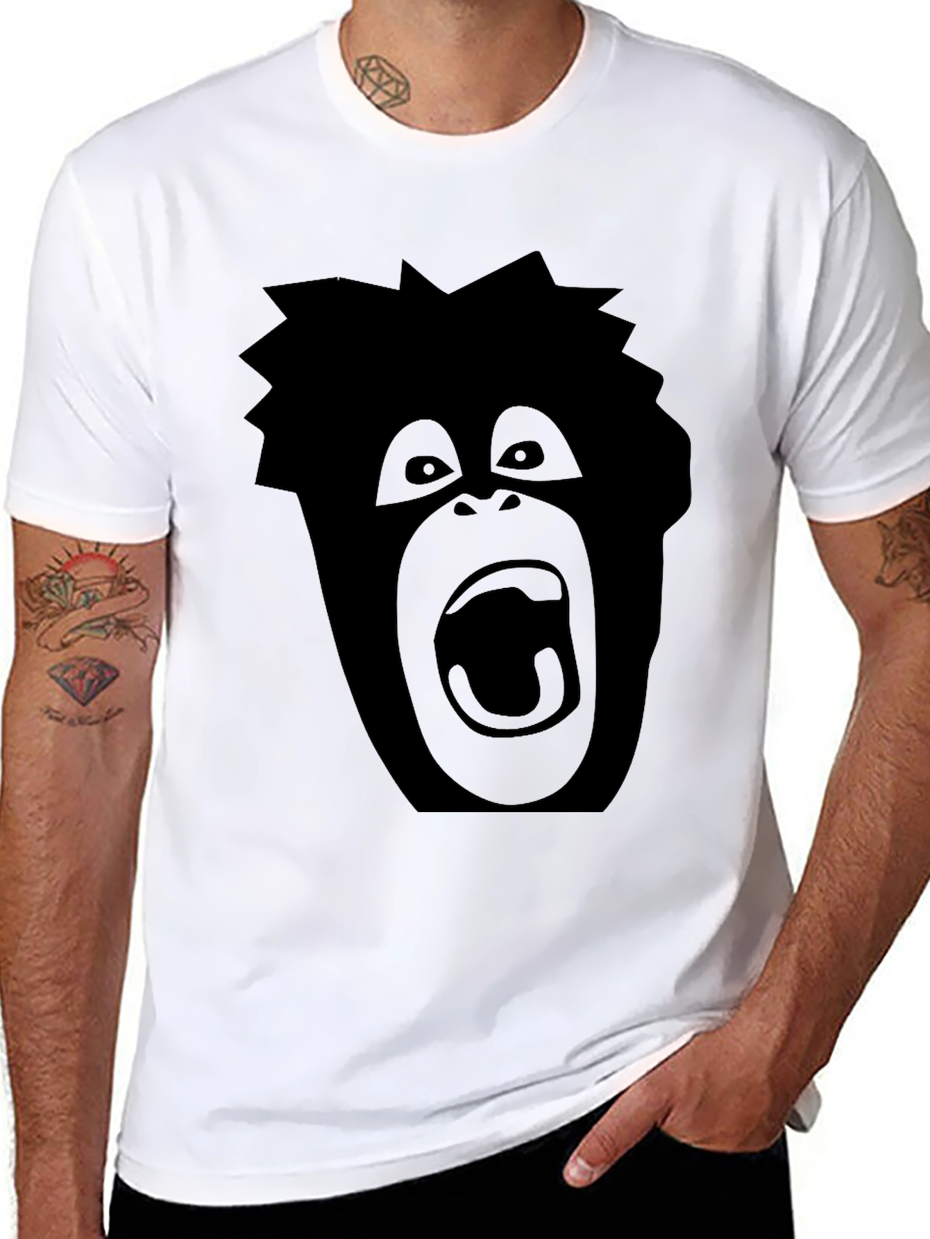 Screaming Ape Graphic Tee - Black Cotton T-Shirt
