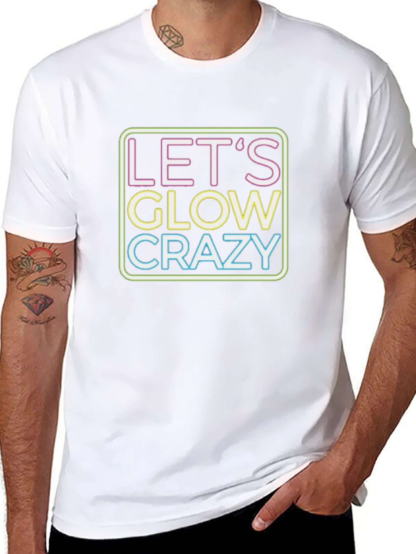 Lets Glow Crazy Neon Graphic T-Shirt