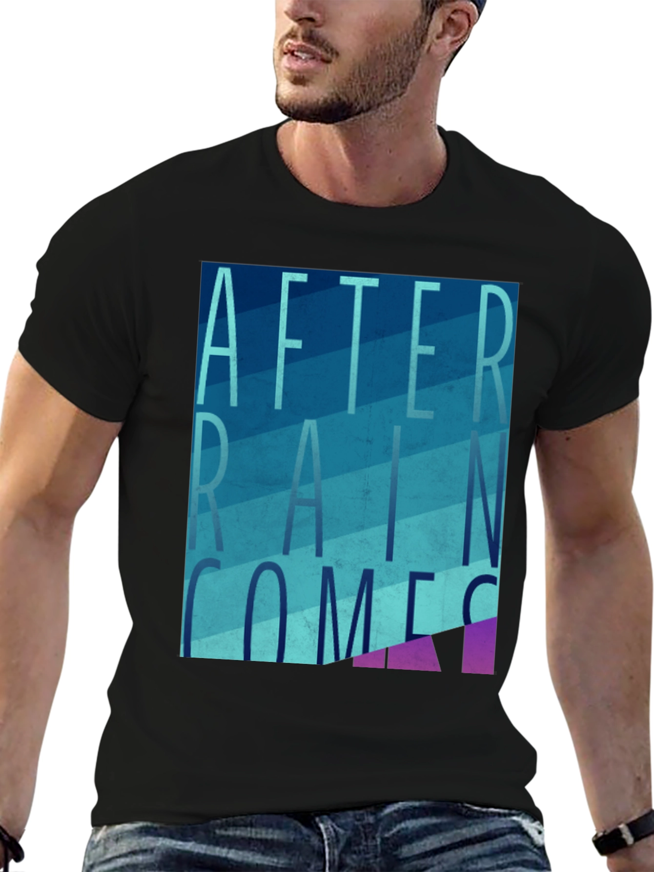 After Rain Comes T-Shirt Graphic Tee Mens Black Shirt