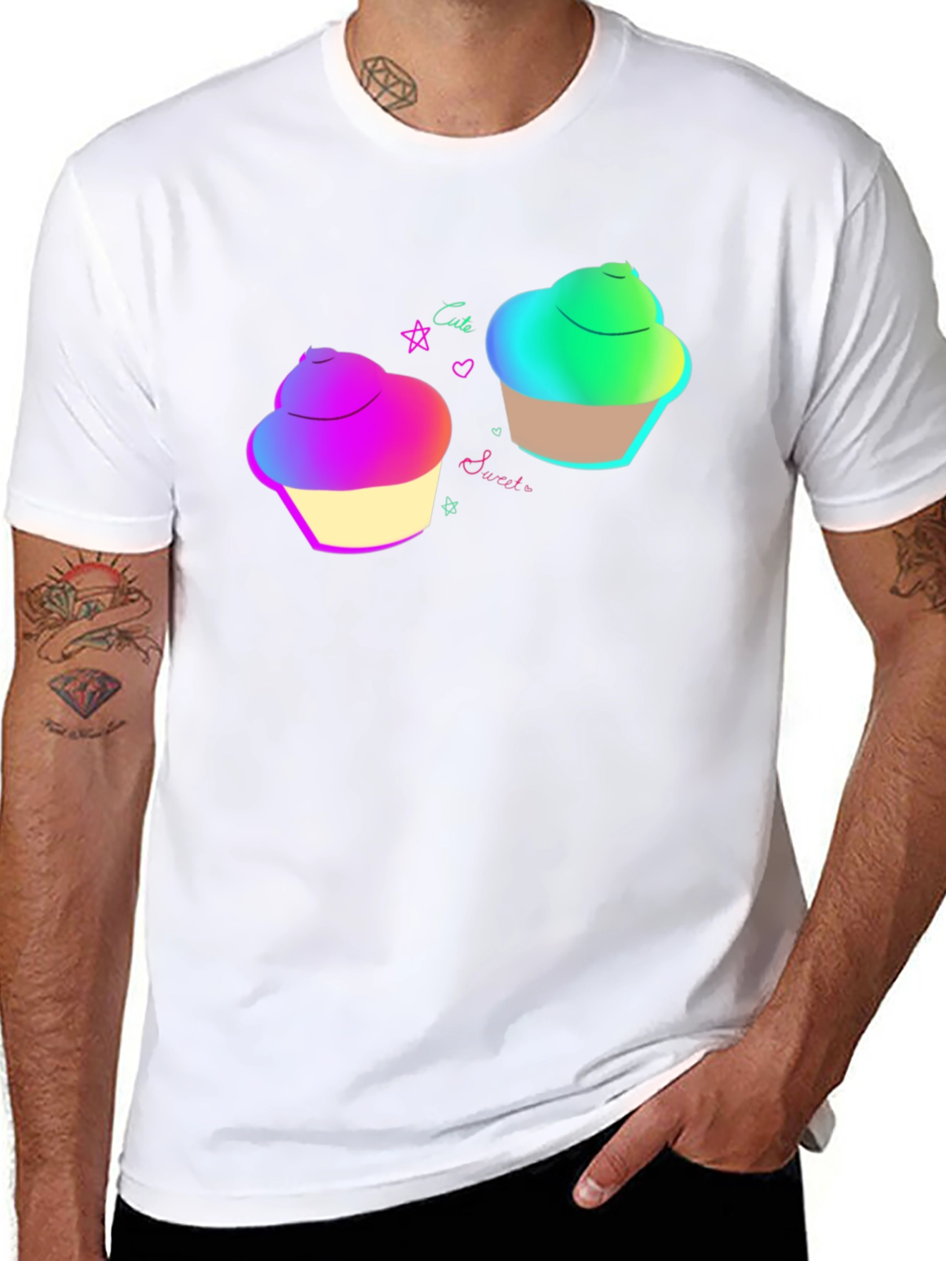 Cute Cupcake Graphic Black T-Shirt