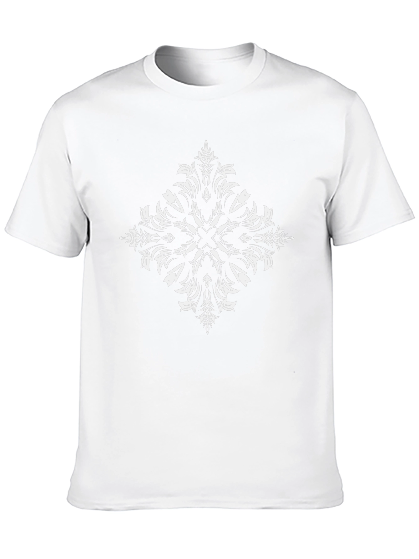 Black T-Shirt with White Ornamental Print