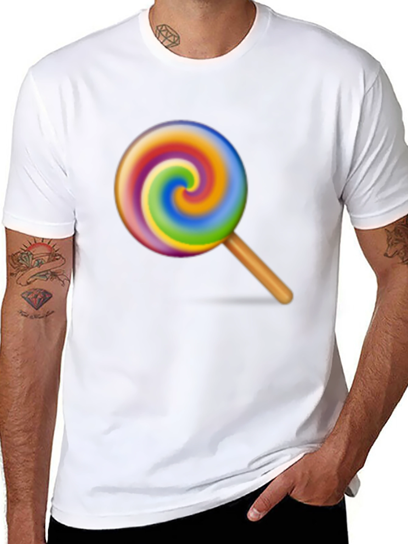 Rainbow Swirl Lollipop Graphic Tee - Casual Comfort