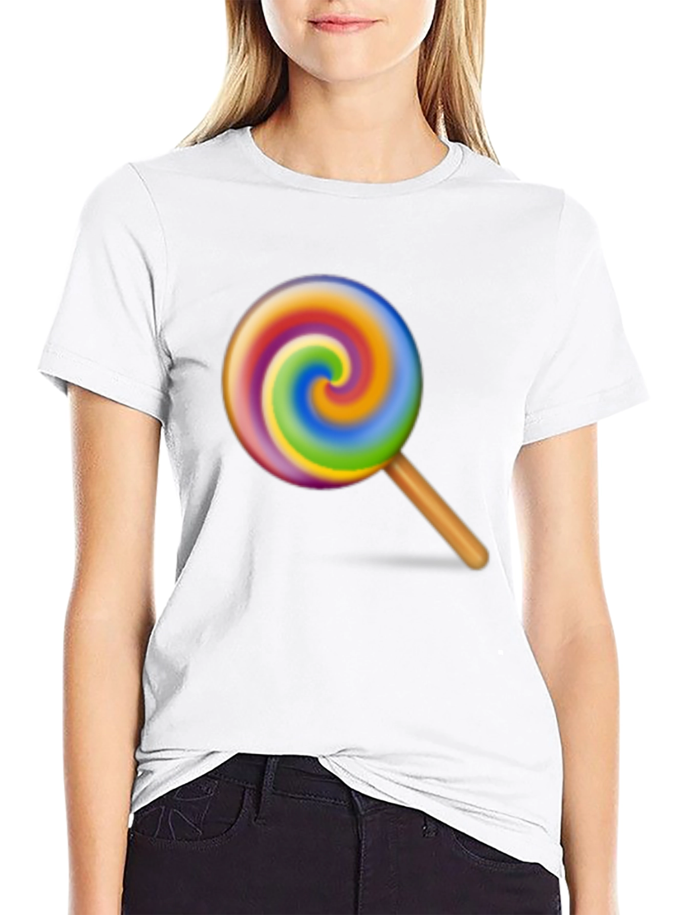 Rainbow Swirl Lollipop Graphic Tee - Casual Comfort