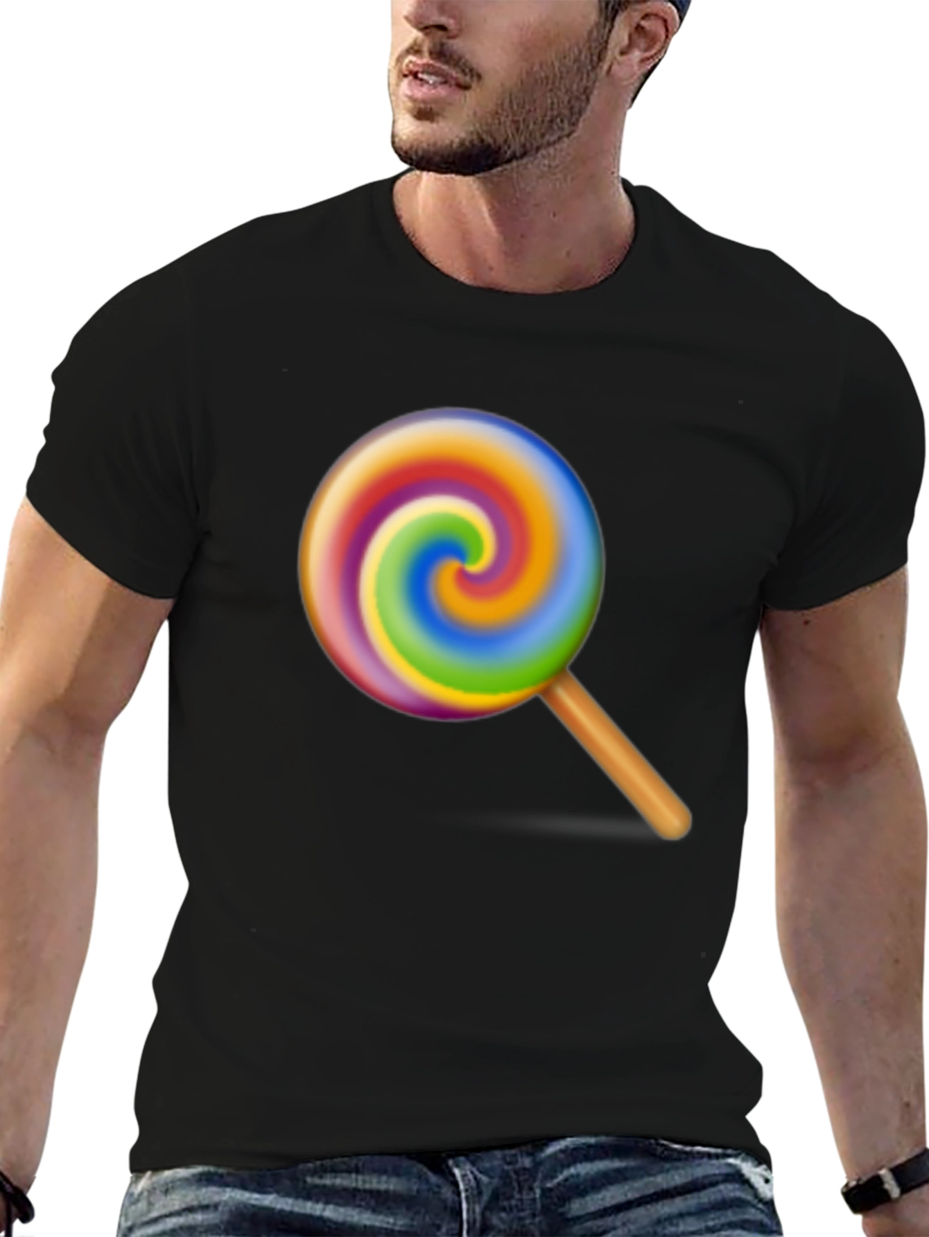 Rainbow Swirl Lollipop Graphic Tee - Casual Comfort