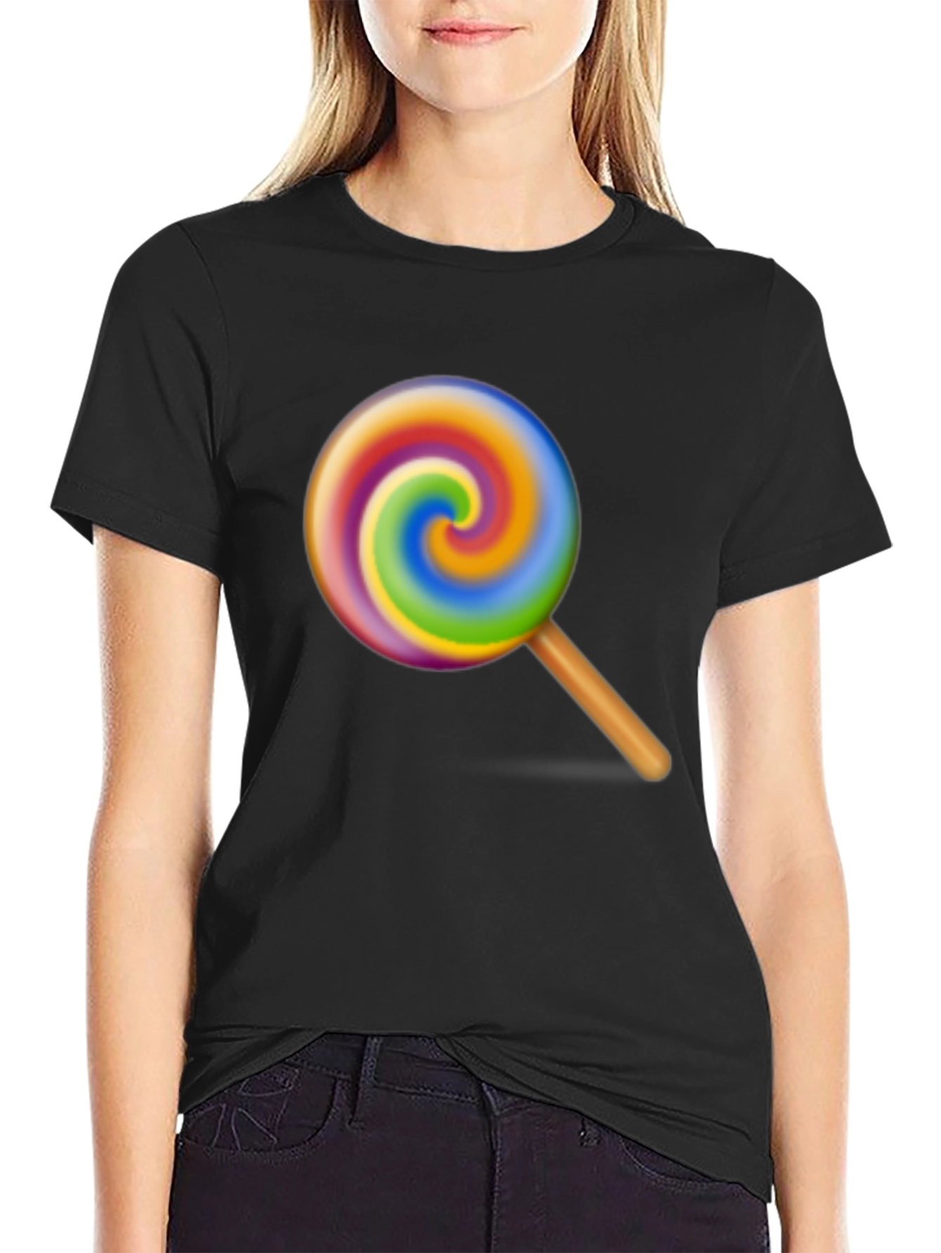 Rainbow Swirl Lollipop Graphic Tee - Casual Comfort