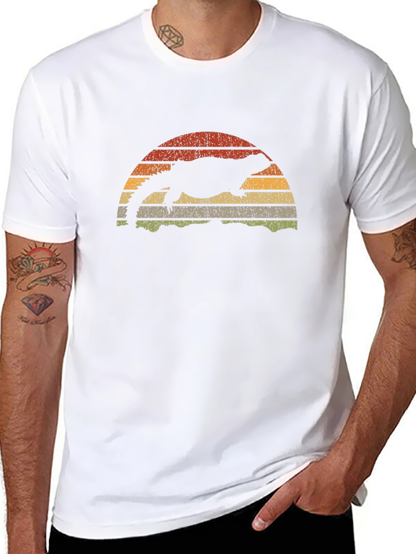 Retro Reptile Sunset Graphic Tee - Unique Lizard T-Shirt