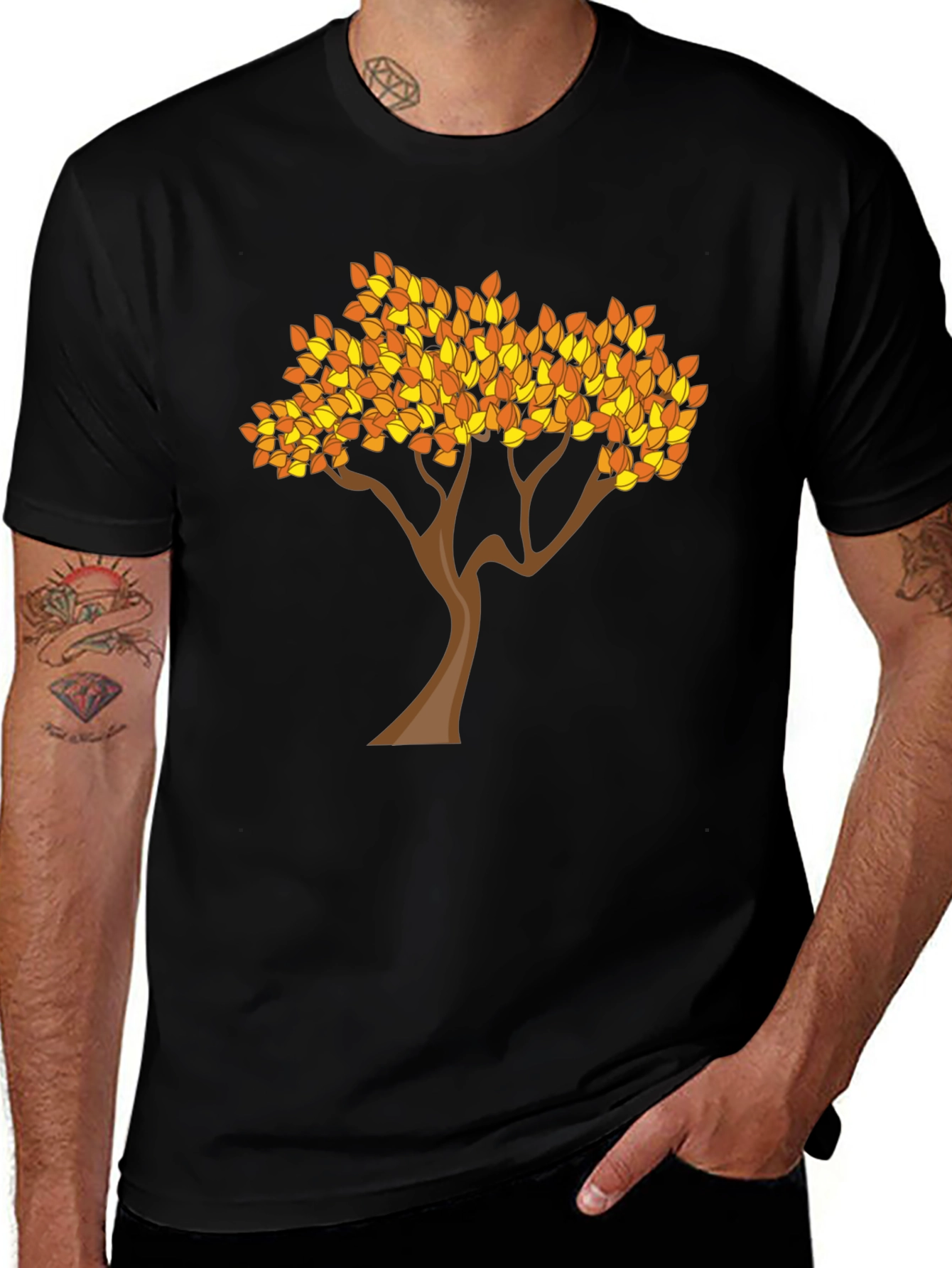 Fall Tree Graphic Tee - Stylish Black T-Shirt