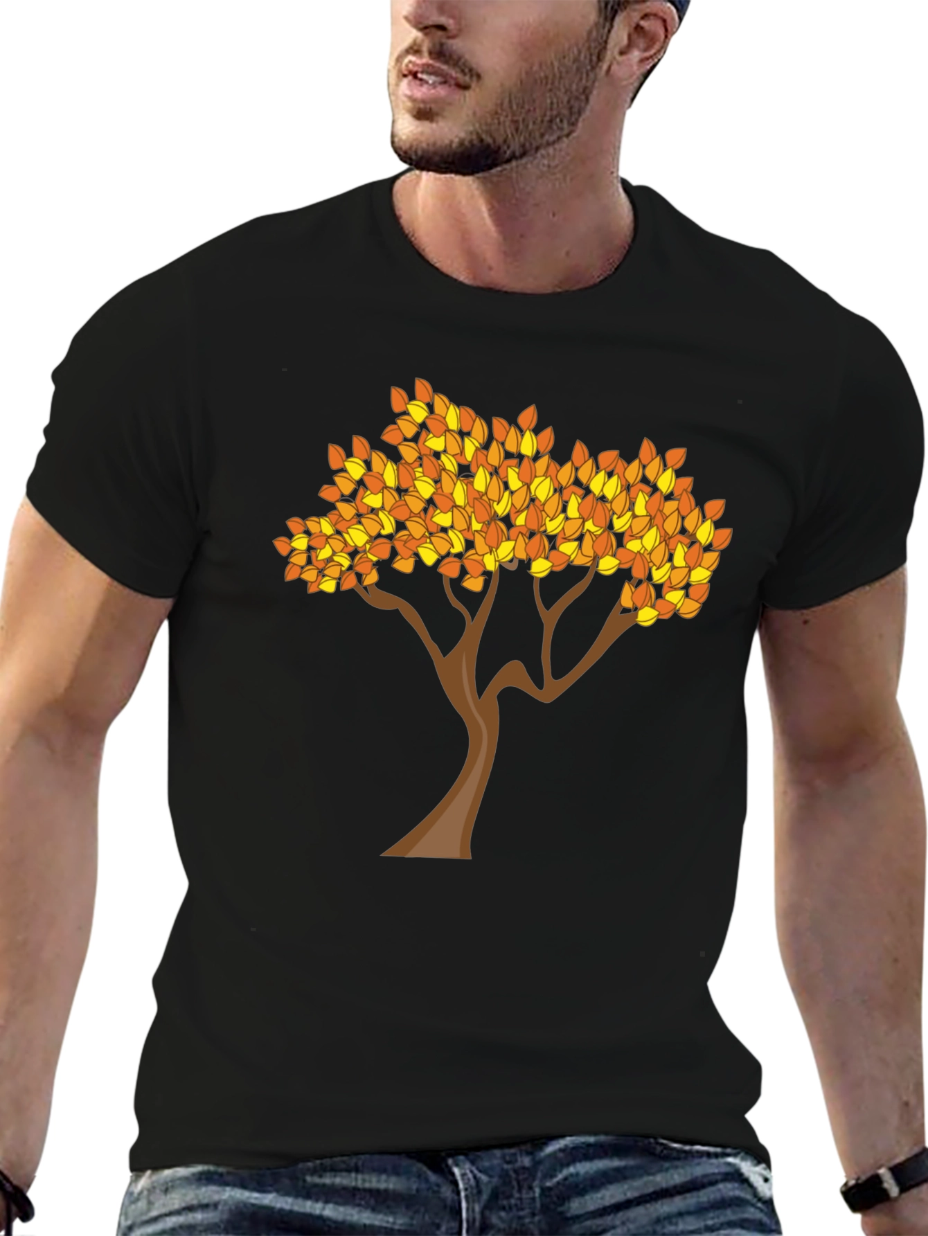 Fall Tree Graphic Tee - Stylish Black T-Shirt