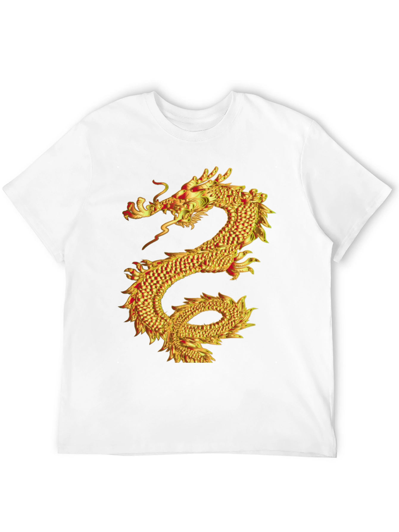 Golden Dragon Graphic Print Black T-Shirt