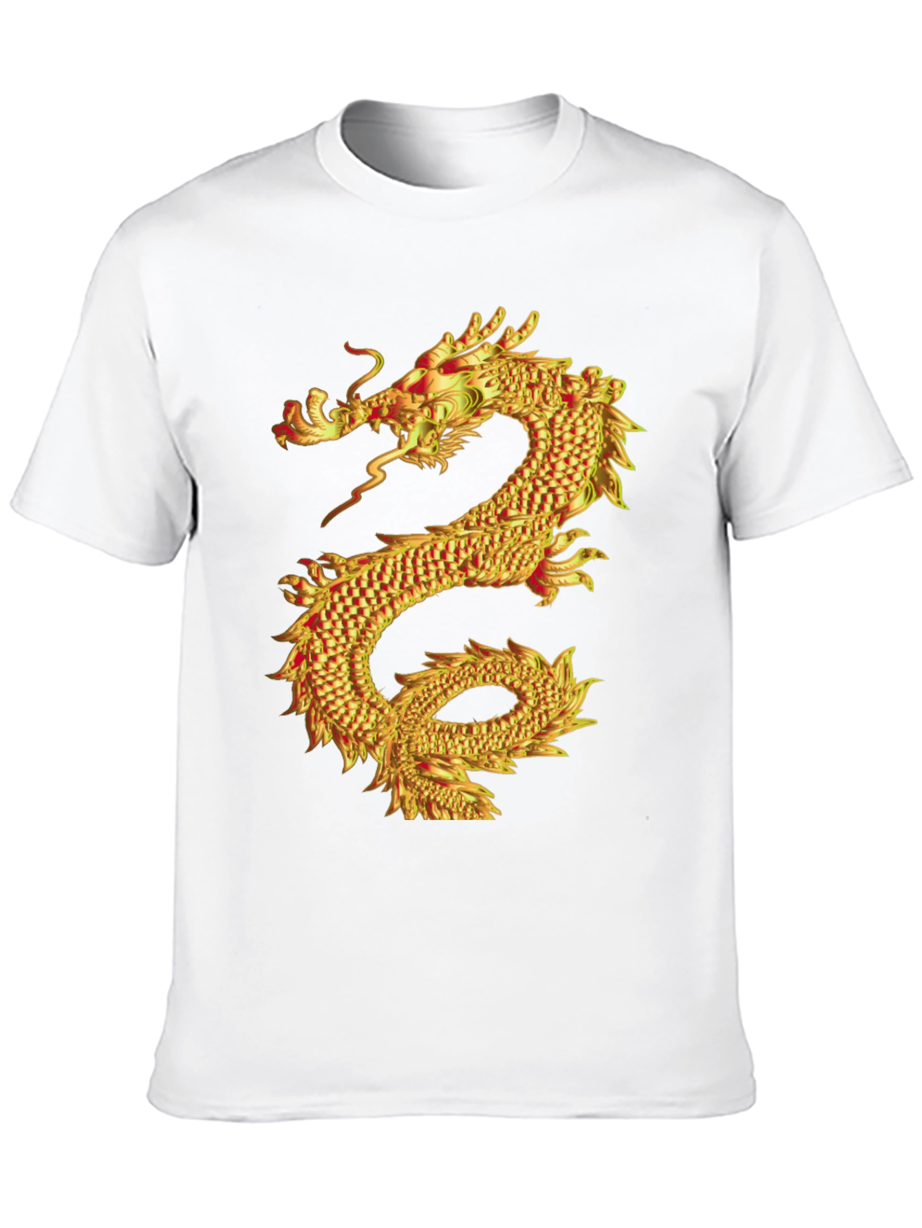 Golden Dragon Graphic Print Black T-Shirt
