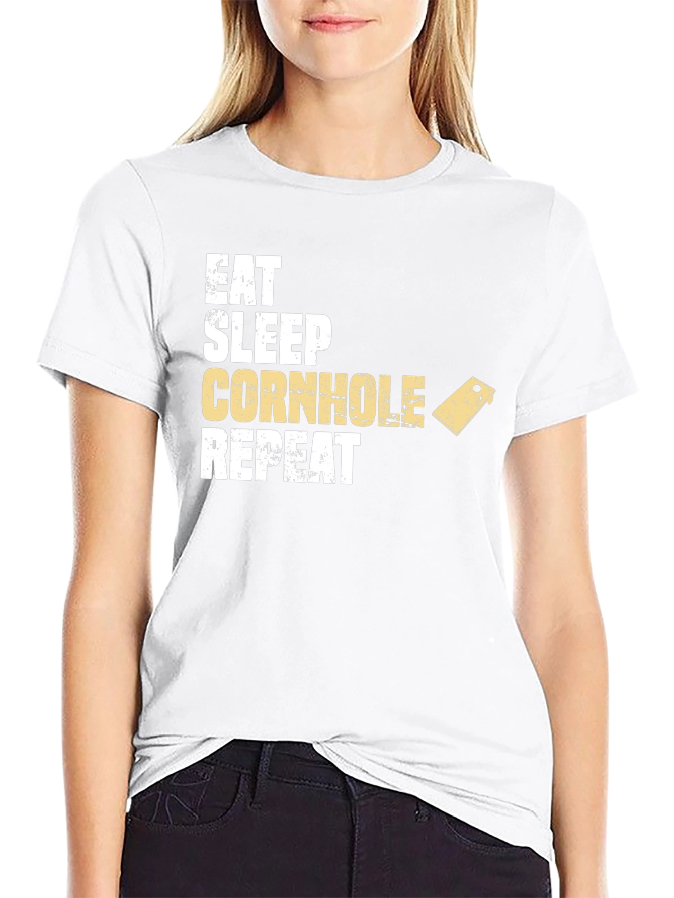 Eat Sleep Cornhole Repeat Black T-Shirt