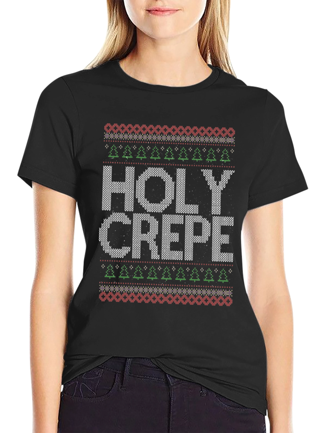 Holy Crepe Ugly Christmas Sweater Style T-Shirt