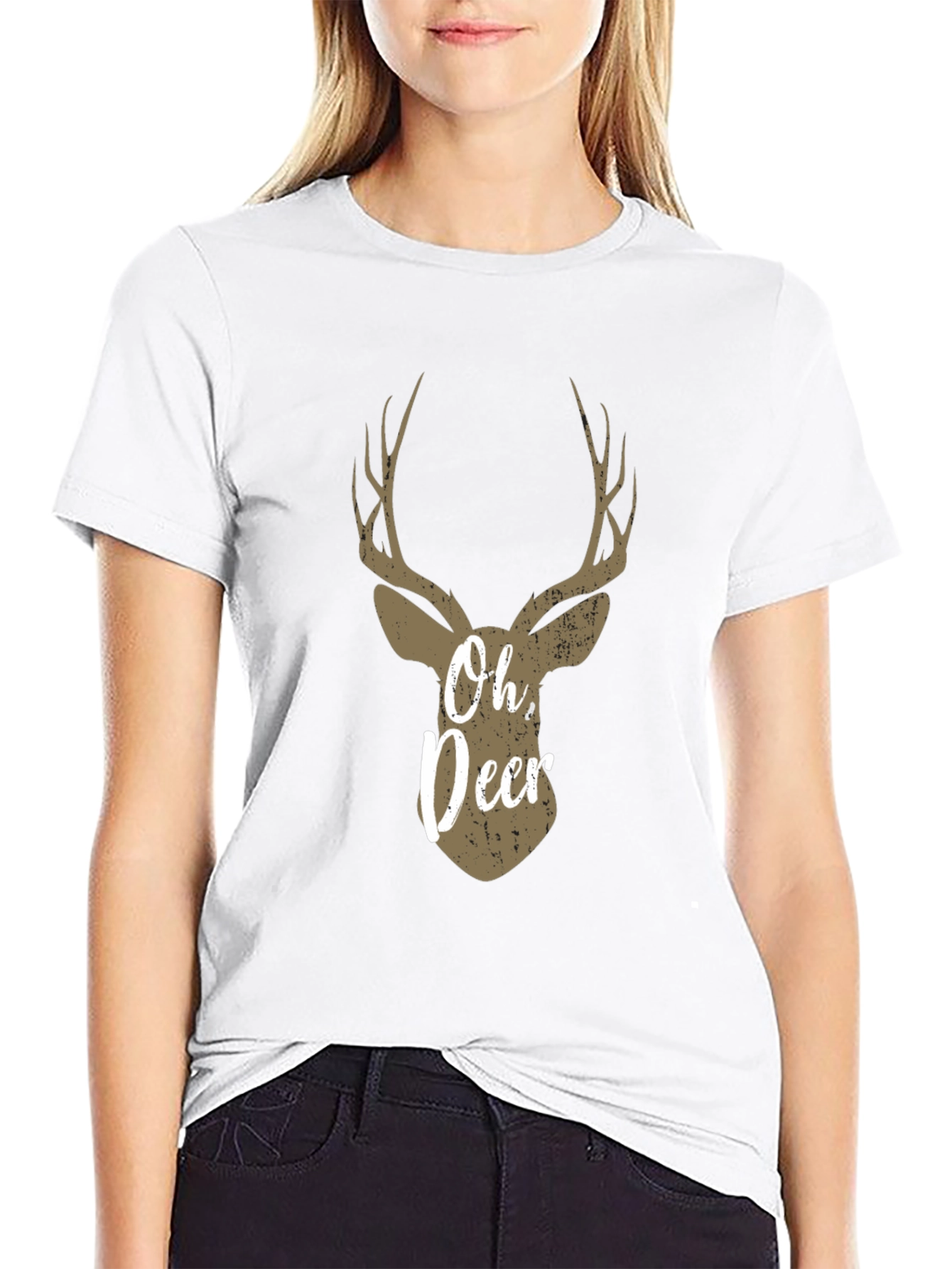 Oh Deer Graphic T-Shirt - Black Casual Tee