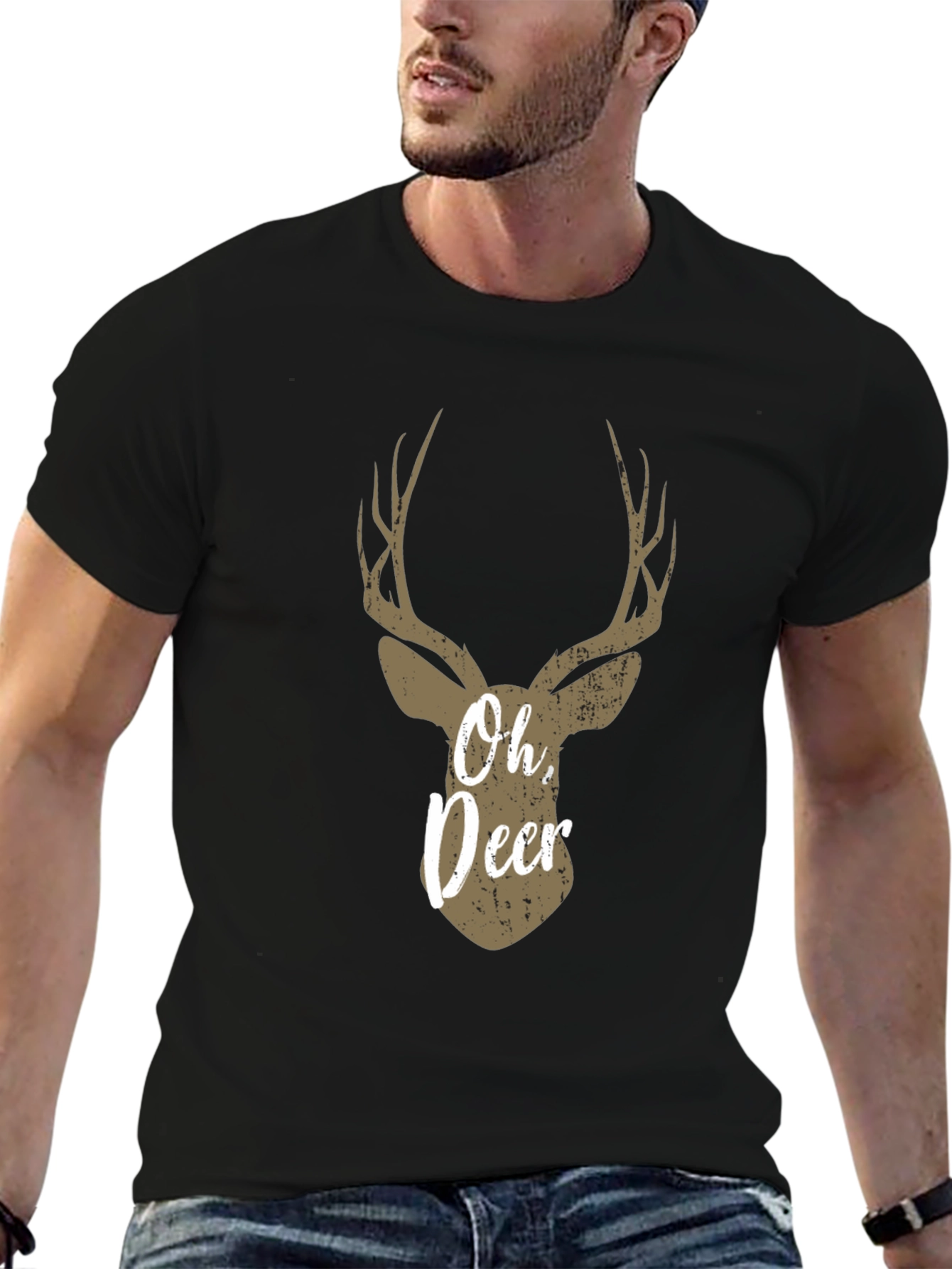 Oh Deer Graphic T-Shirt - Black Casual Tee