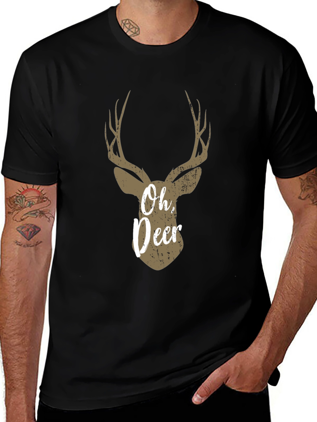 Oh Deer Graphic T-Shirt - Black Casual Tee