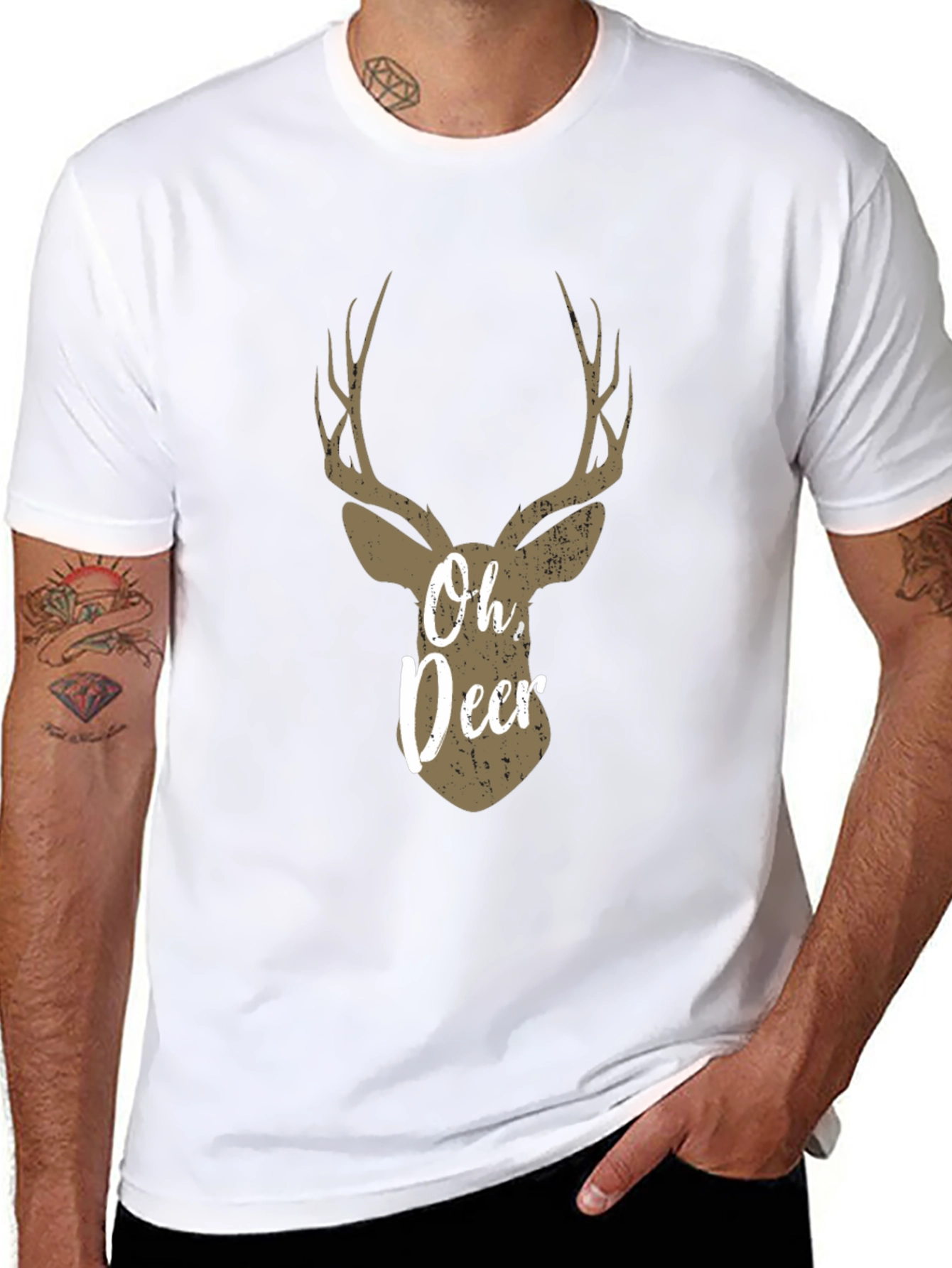 Oh Deer Graphic T-Shirt - Black Casual Tee