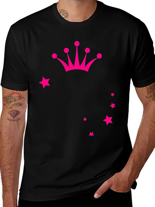 Crown & Stars Graphic Tee - Casual Cotton Blend Shirt