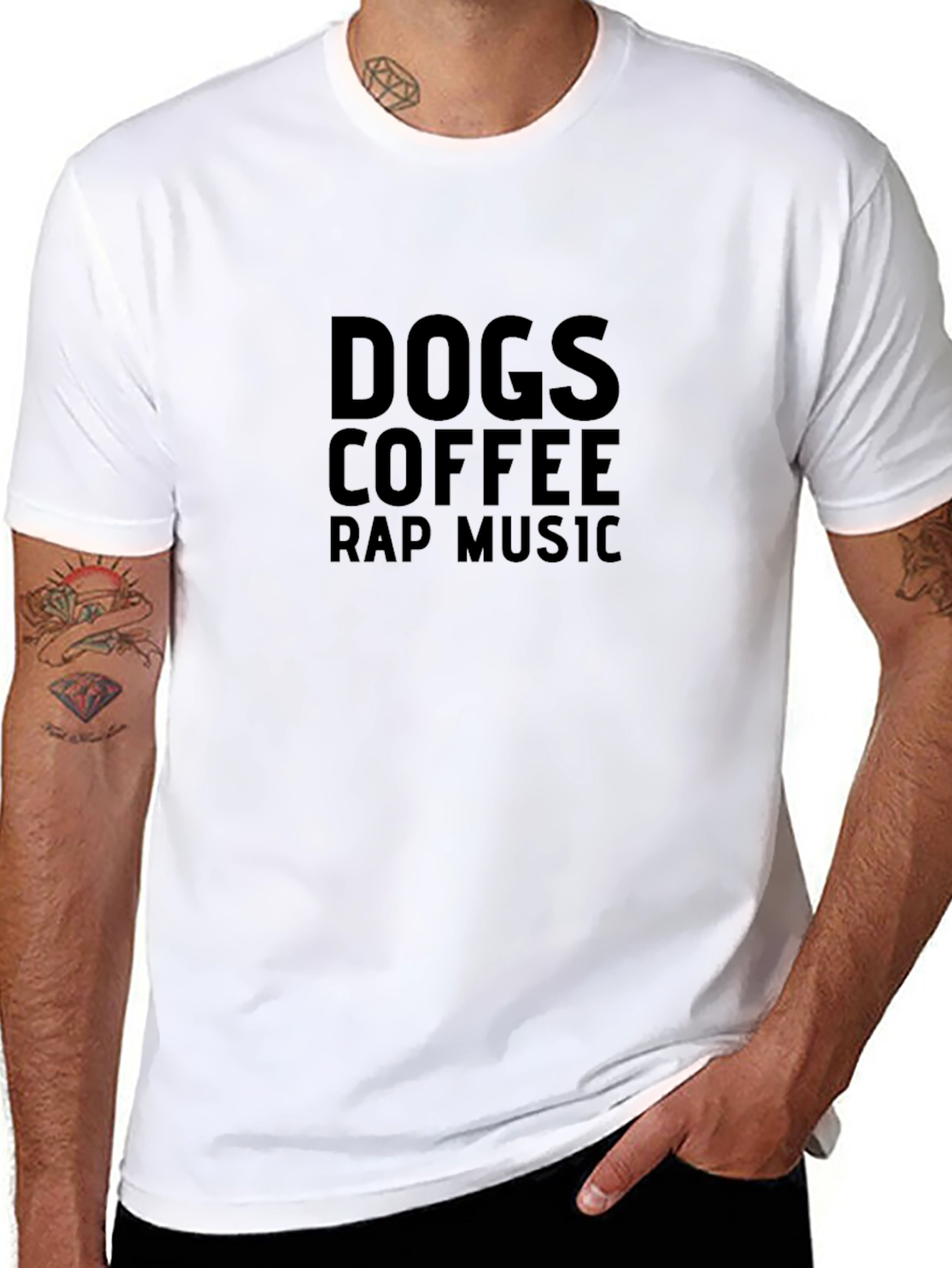 Dogs Coffee Rap Music Black T-Shirt