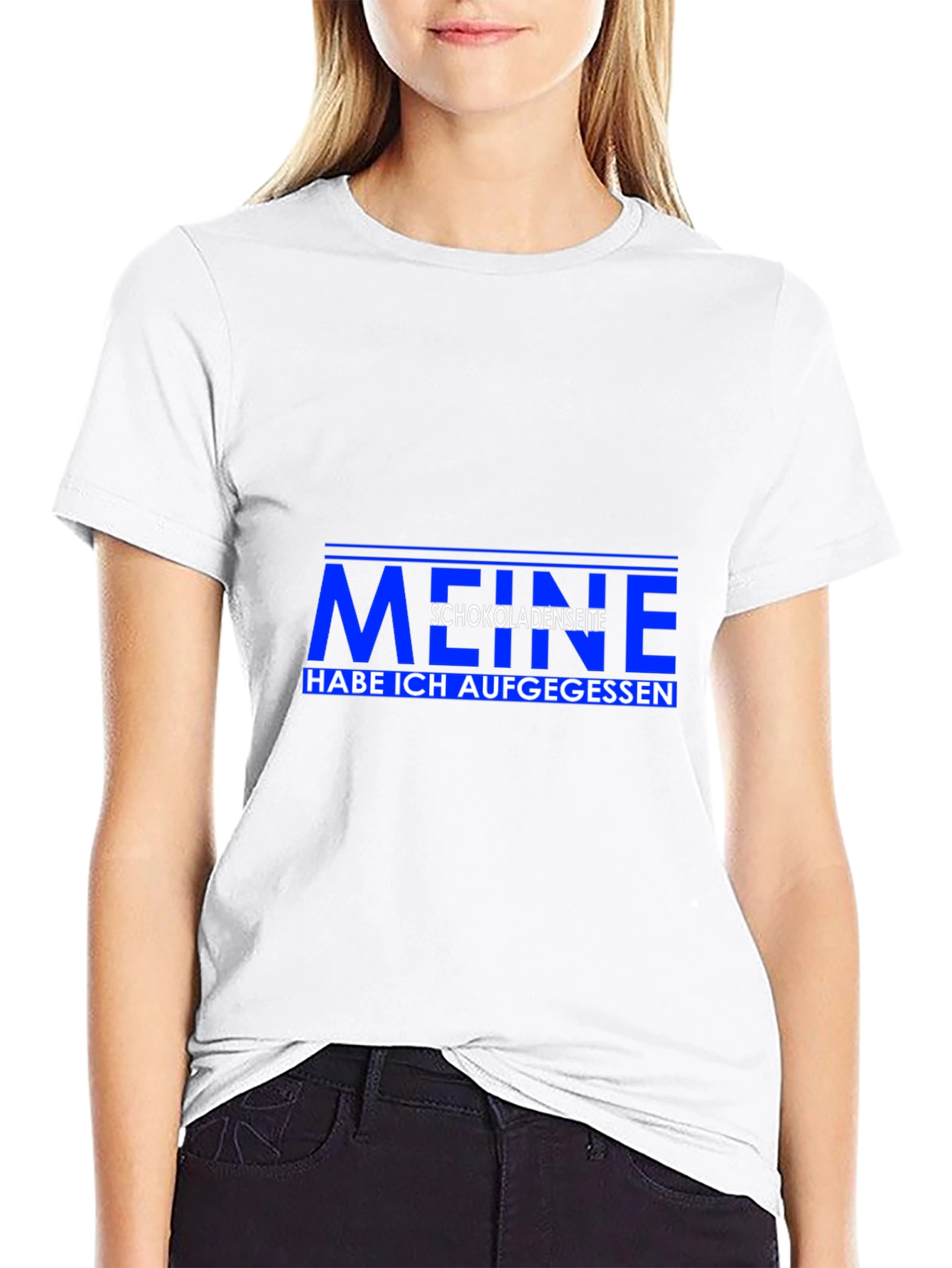 Mens Black T-Shirt with German Meine Schokoladenseite Graphic
