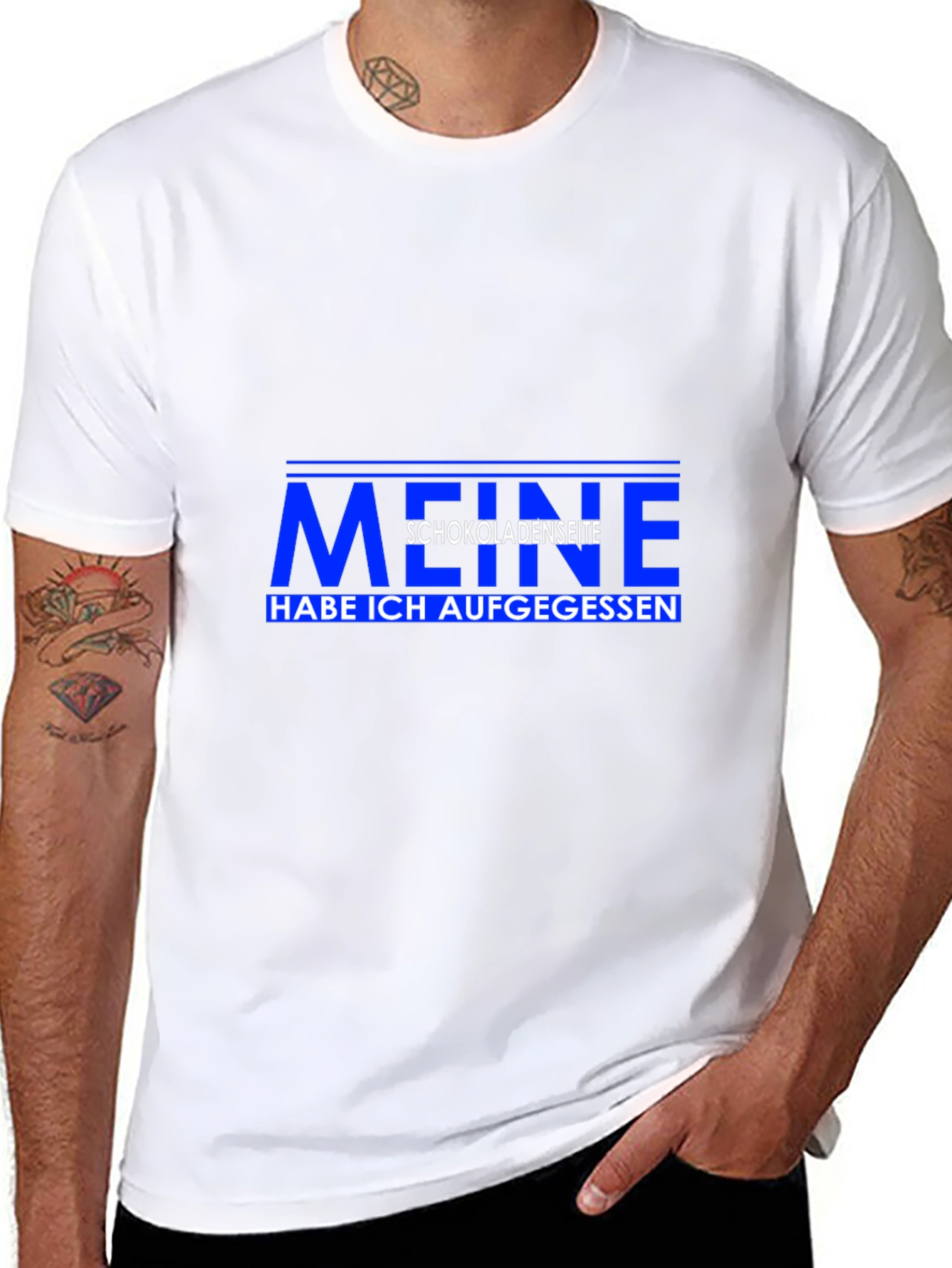 Mens Black T-Shirt with German Meine Schokoladenseite Graphic