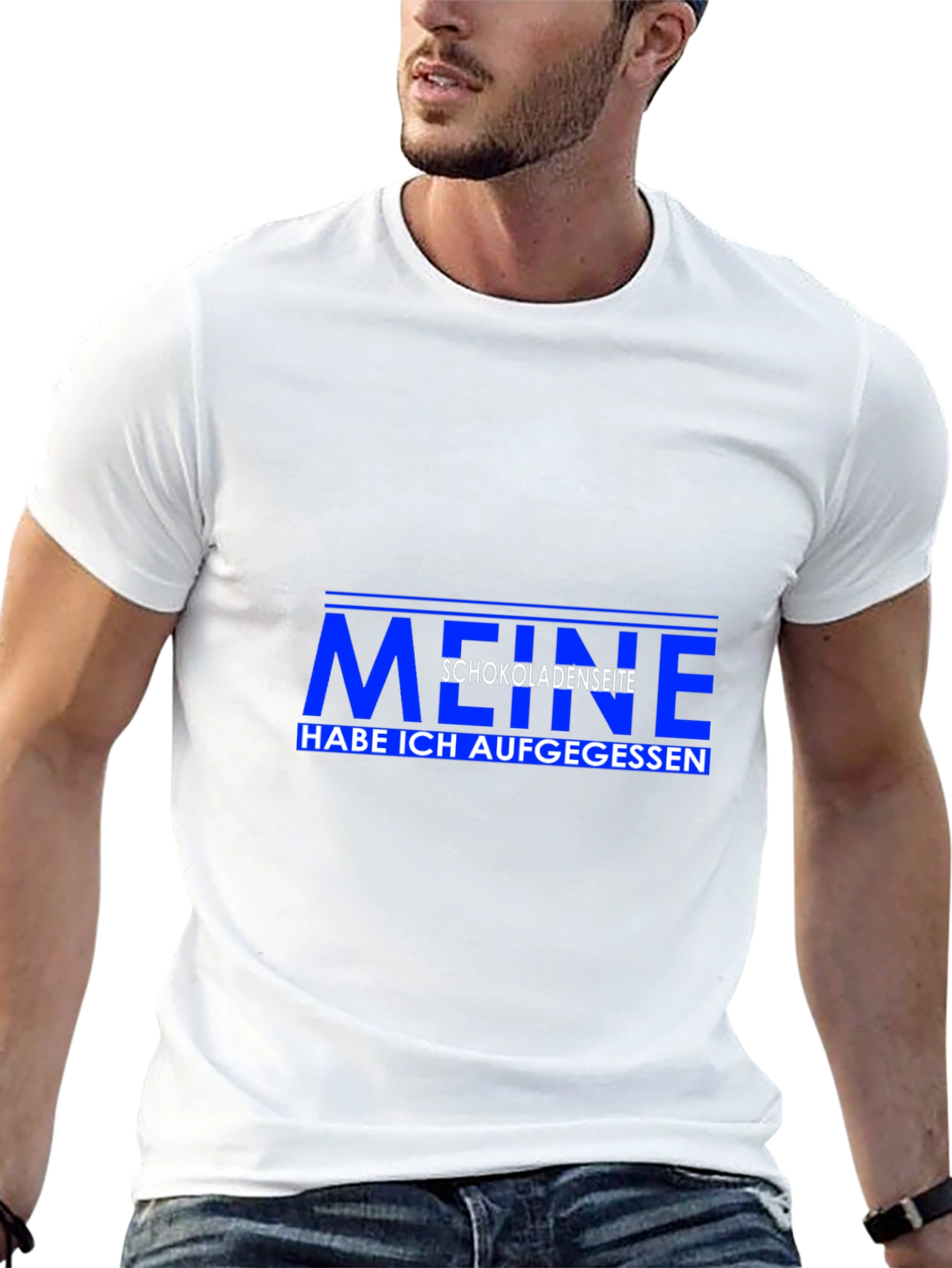 Mens Black T-Shirt with German Meine Schokoladenseite Graphic