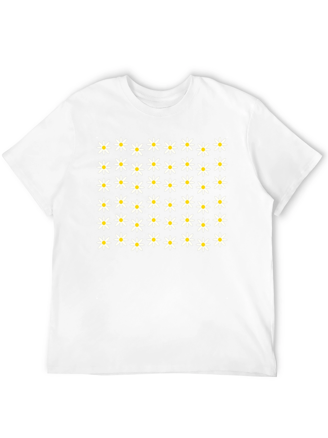 Daisy Flower Pattern Black T-Shirt