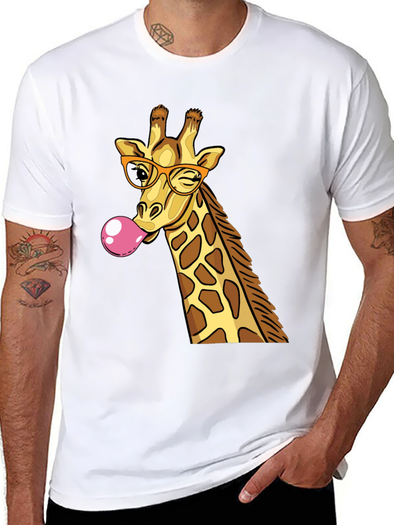 Giraffe Bubble Gum Graphic T-Shirt