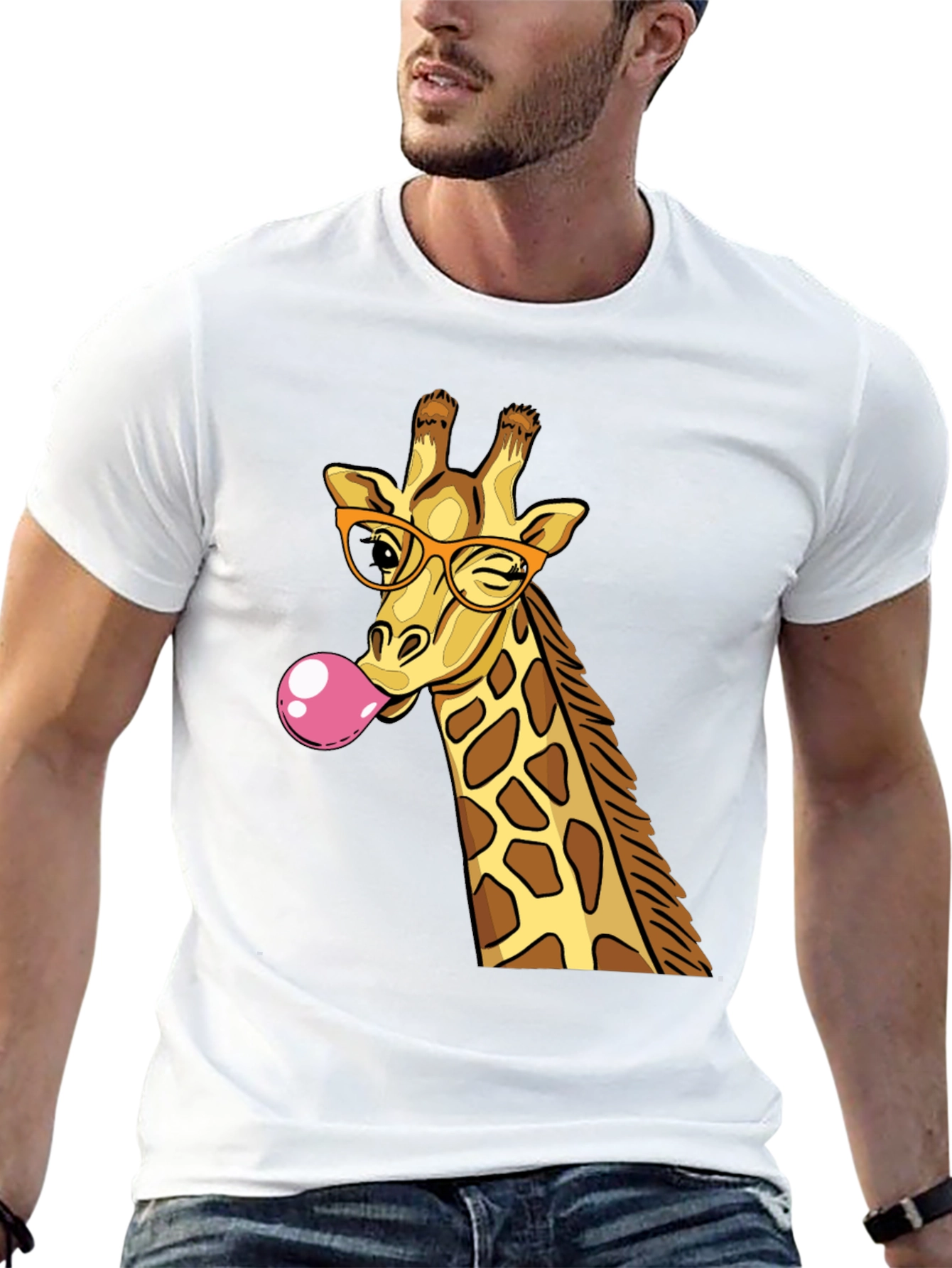 Giraffe Bubble Gum Graphic T-Shirt