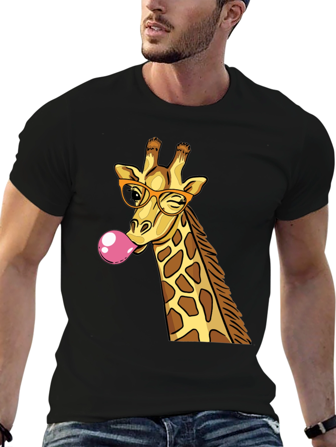 Giraffe Bubble Gum Graphic T-Shirt